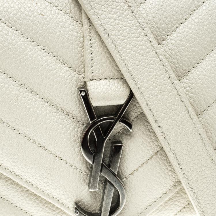 Pre Owned Saint Laurent White Quilted Leather Baby Classic Shoulder Bag