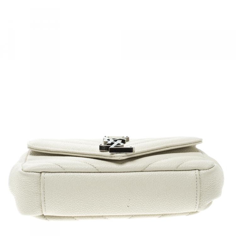 Pre Owned Saint Laurent White Quilted Leather Baby Classic Shoulder Bag