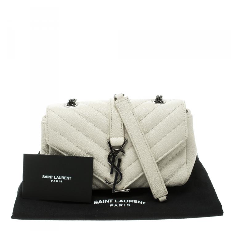 Pre Owned Saint Laurent White Quilted Leather Baby Classic Shoulder Bag