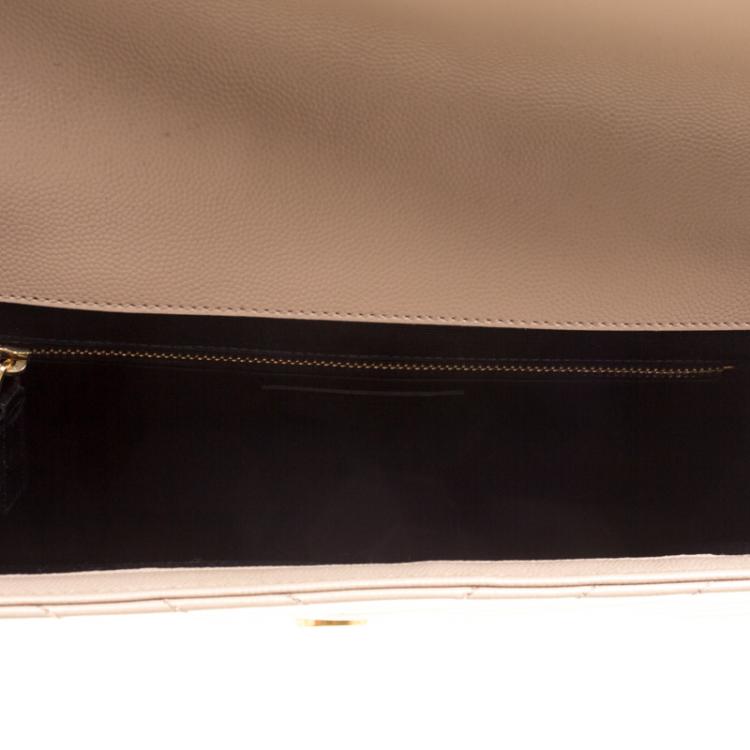 Pre Owned Saint Laurent Light Brown Matelasse Leather Cassandre Shoulder Bag