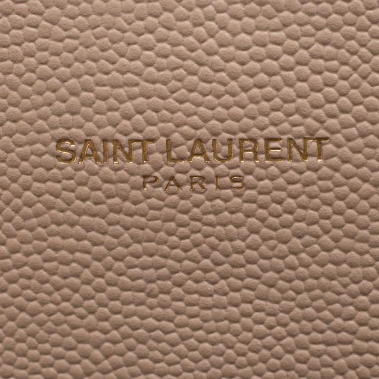 Pre Owned Saint Laurent Light Brown Matelasse Leather Cassandre Shoulder Bag
