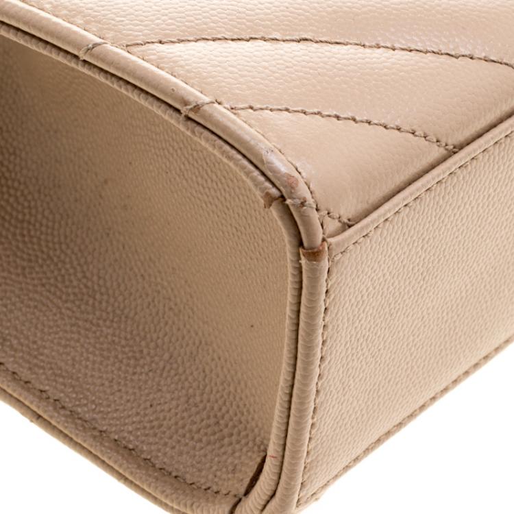 Pre Owned Saint Laurent Light Brown Matelasse Leather Cassandre Shoulder Bag