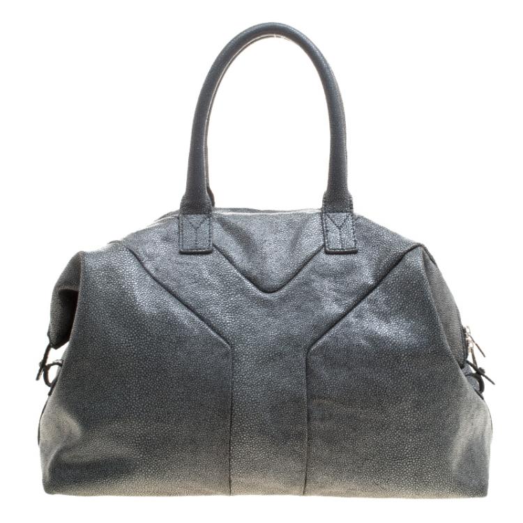 Pre Owned Saint Laurent Grey Stingray Embossed Leather Medium Easy Y Bag