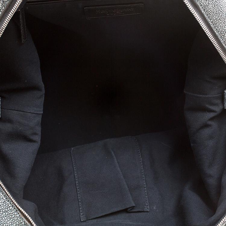 Pre Owned Saint Laurent Grey Stingray Embossed Leather Medium Easy Y Bag