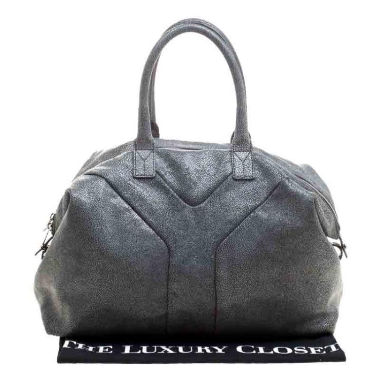 Pre Owned Saint Laurent Grey Stingray Embossed Leather Medium Easy Y Bag