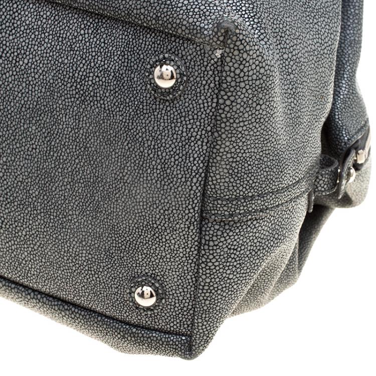 Pre Owned Saint Laurent Grey Stingray Embossed Leather Medium Easy Y Bag