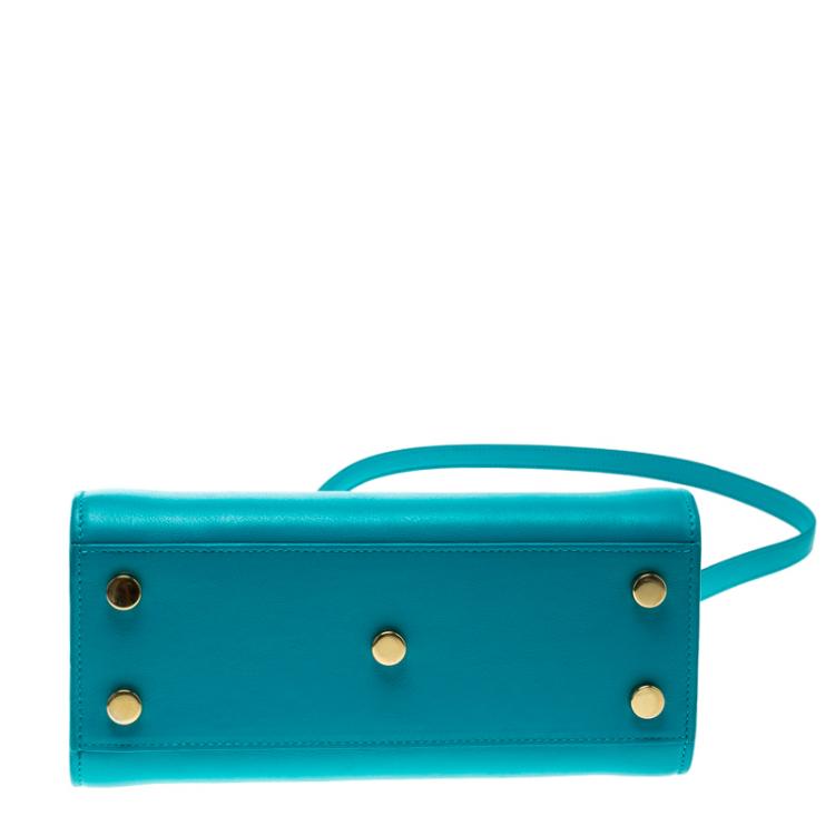 Pre Owned Saint Laurent Turquoise Leather Nano Classic Sac De Jour Tote