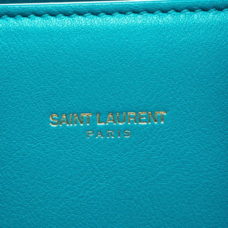 Pre Owned Saint Laurent Turquoise Leather Nano Classic Sac De Jour Tote