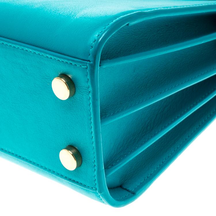 Pre Owned Saint Laurent Turquoise Leather Nano Classic Sac De Jour Tote