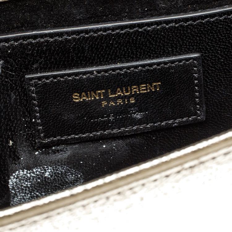 Pre Owned Saint Laurent Metallic Gold Leather Monogram Small Shoulder Bag