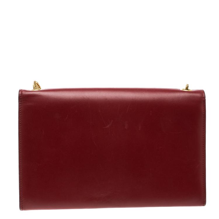 Pre Owned Saint Laurent Red Leather Kate Monogram Tassel Shoulder Bag