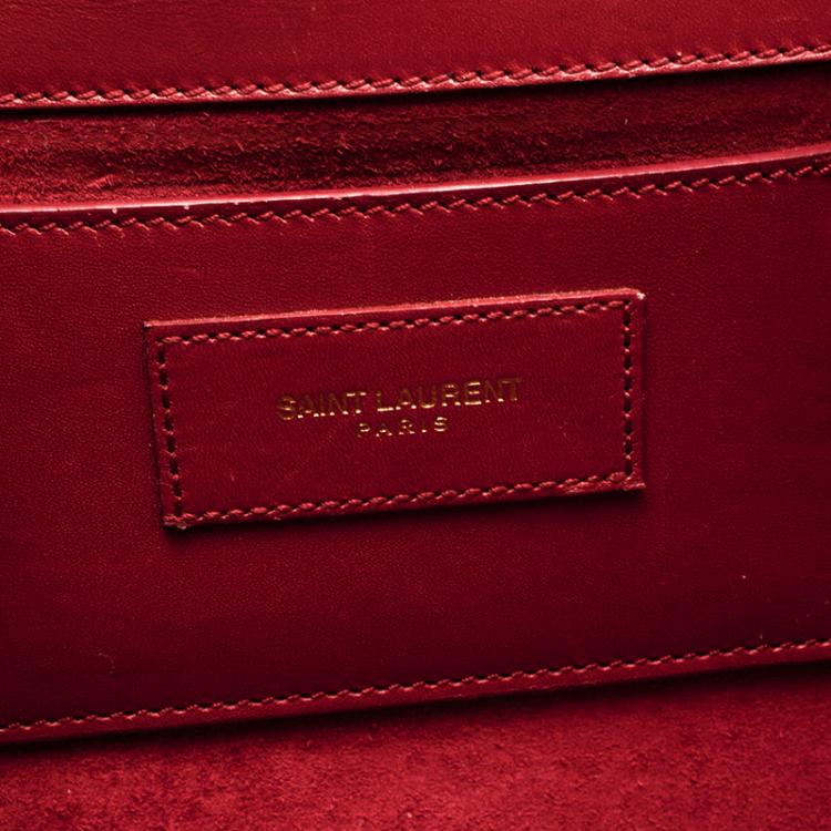 Pre Owned Saint Laurent Red Leather Kate Monogram Tassel Shoulder Bag