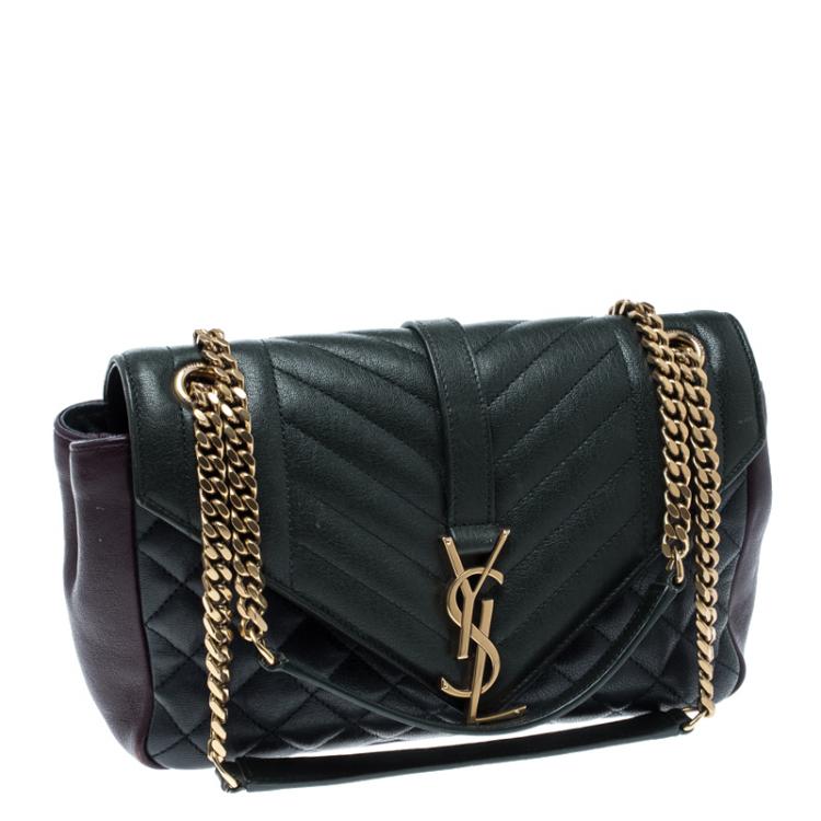 Pre Owned Saint Laurent Multicolor Matelasse Leather Envelope Shoulder Bag