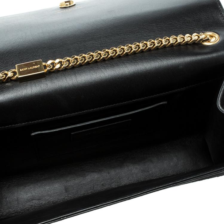 Pre Owned Saint Laurent Black Suede Large Cassandre Tassel Shoulder Bag