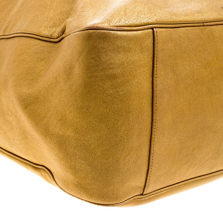 Pre Owned Saint Laurent Gold Leather Roady Hobo