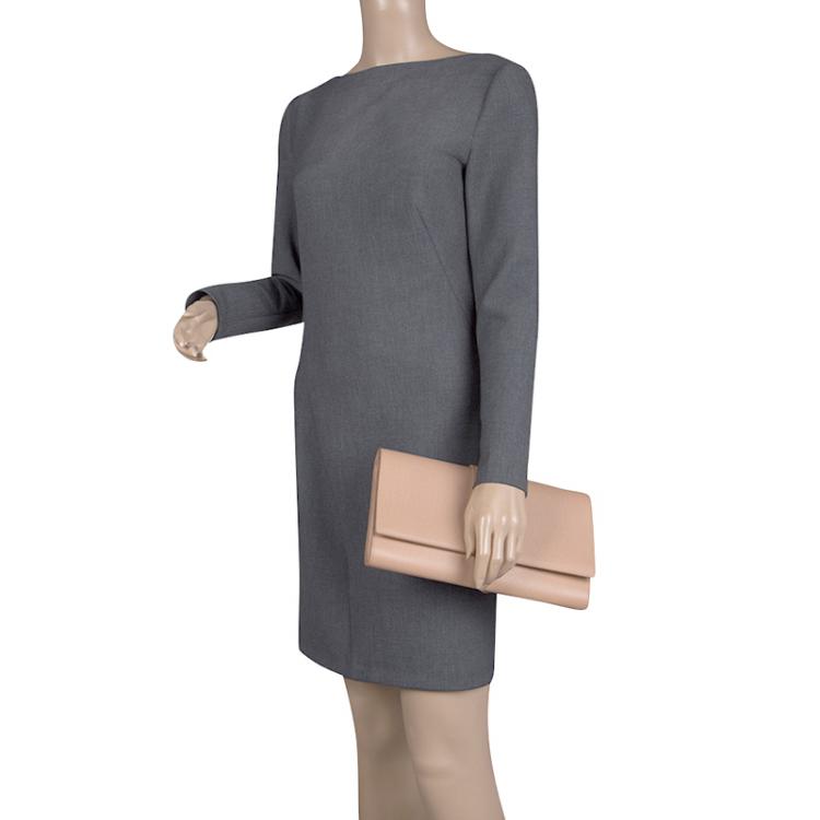 Pre Owned Saint Laurent Beige Leather Chyc Clutch