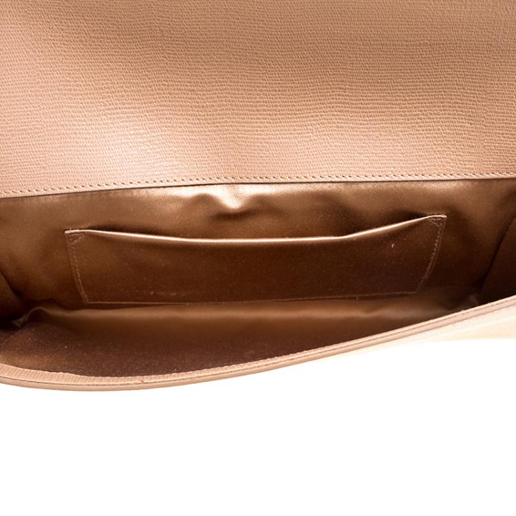 Pre Owned Saint Laurent Beige Leather Chyc Clutch