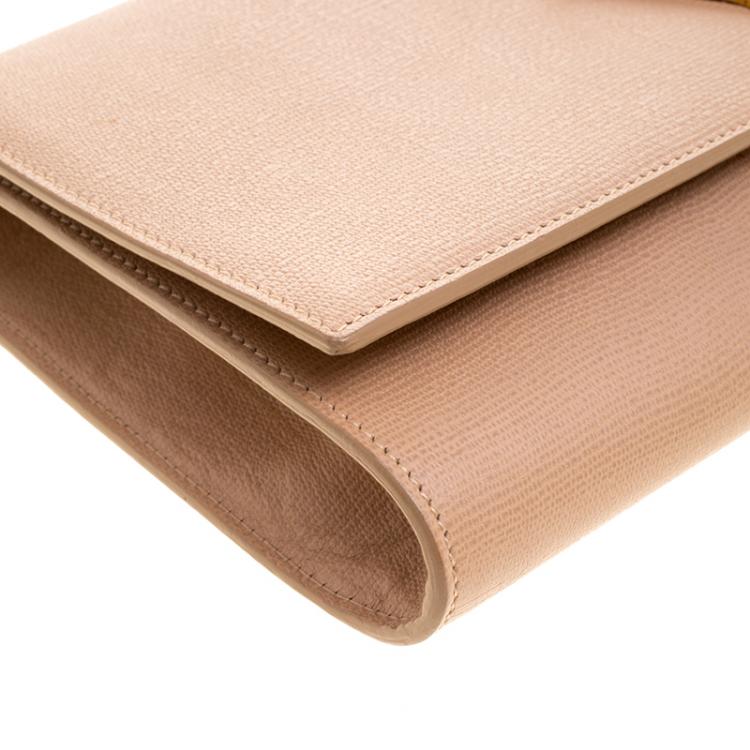 Pre Owned Saint Laurent Beige Leather Chyc Clutch