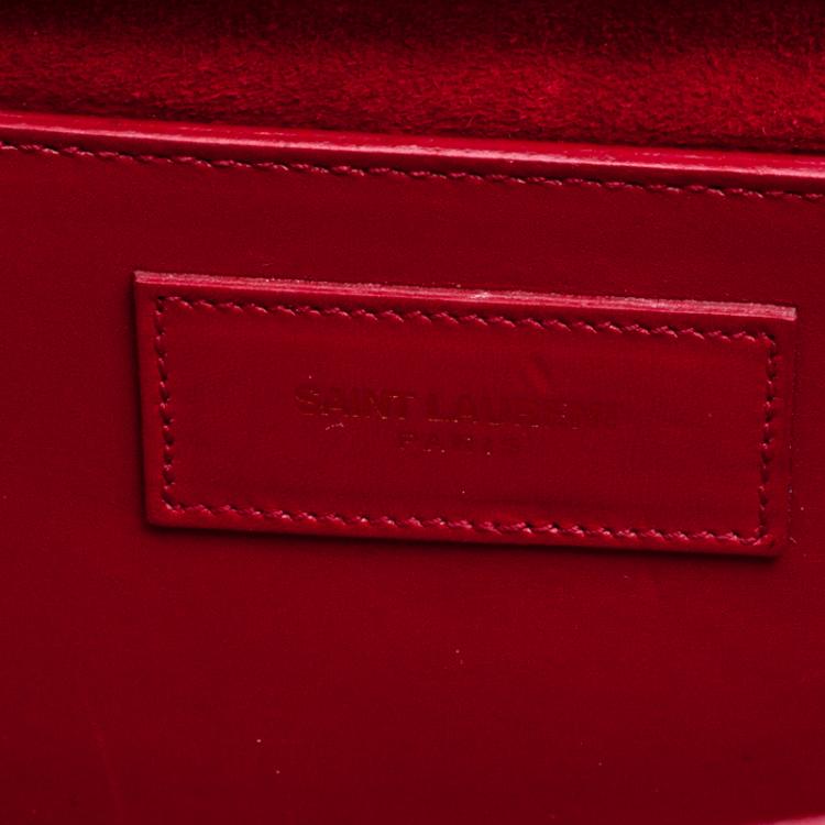 Pre Owned Saint Laurent Red Leather Cassandre Clutch