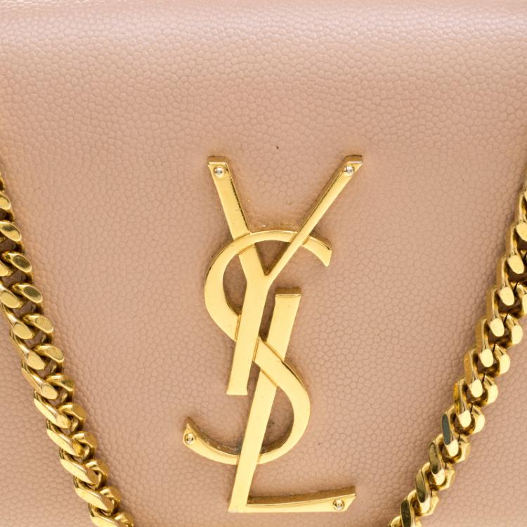 Pre Owned Saint Laurent Beige Leather Small Kate Crossbody Bag
