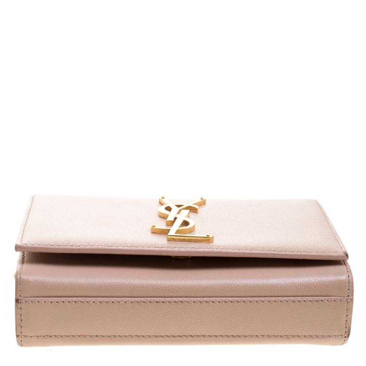 Pre Owned Saint Laurent Beige Leather Small Kate Crossbody Bag