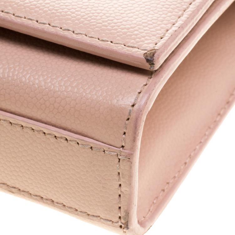 Pre Owned Saint Laurent Beige Leather Small Kate Crossbody Bag