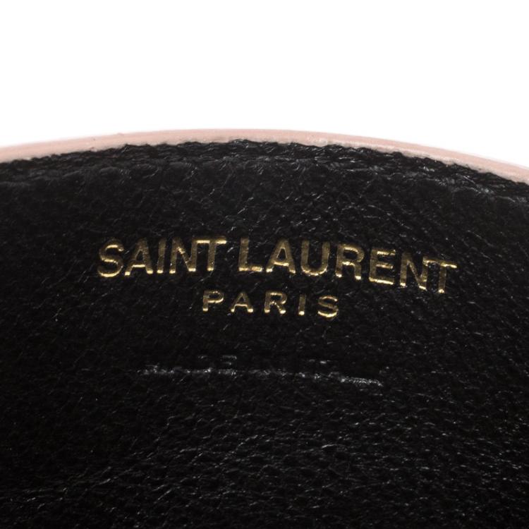 Pre Owned Saint Laurent Blush Pink Monogram Matelasse Leather Logo Card Holder