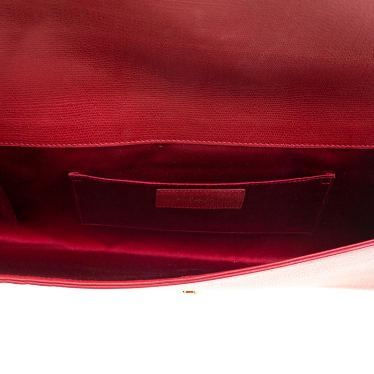 Pre Owned Saint Laurent Red Leather Chyc Clutch
