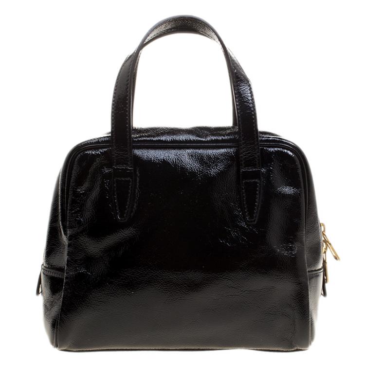 Pre Owned Saint Laurent Black Patent Leather Satchel