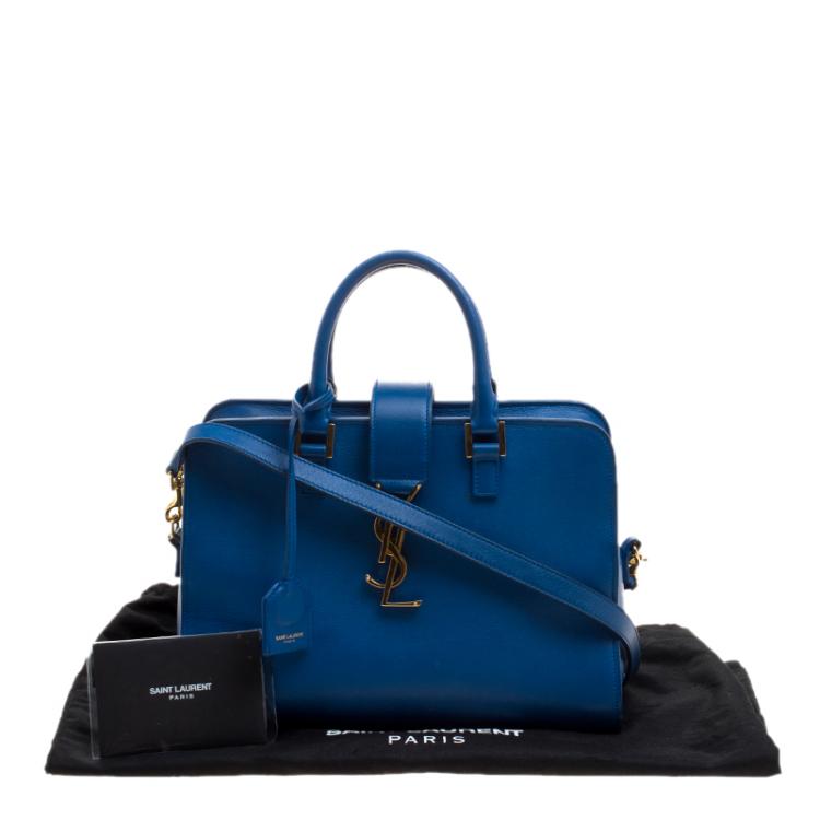 Pre Owned Saint Laurent Paris Blue Leather Zip Around Satchel