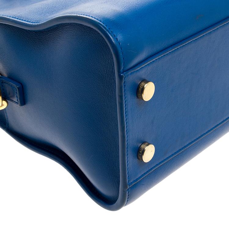 Pre Owned Saint Laurent Paris Blue Leather Zip Around Satchel