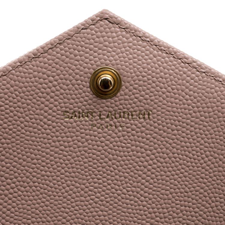Pre Owned Saint Laurent Blush Pink Matelasse Leather Envelope Chain Bag