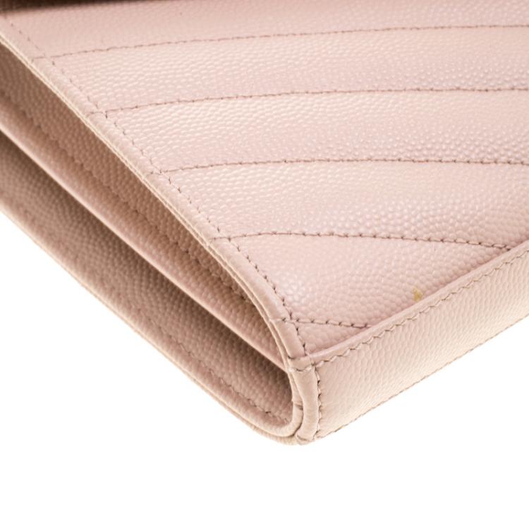 Pre Owned Saint Laurent Blush Pink Matelasse Leather Envelope Chain Bag