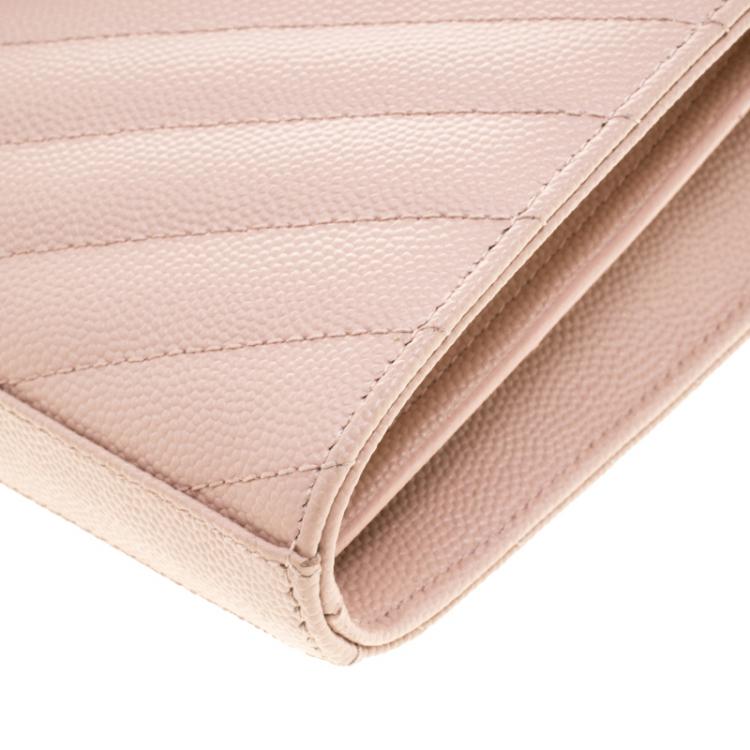 Pre Owned Saint Laurent Blush Pink Matelasse Leather Envelope Chain Bag