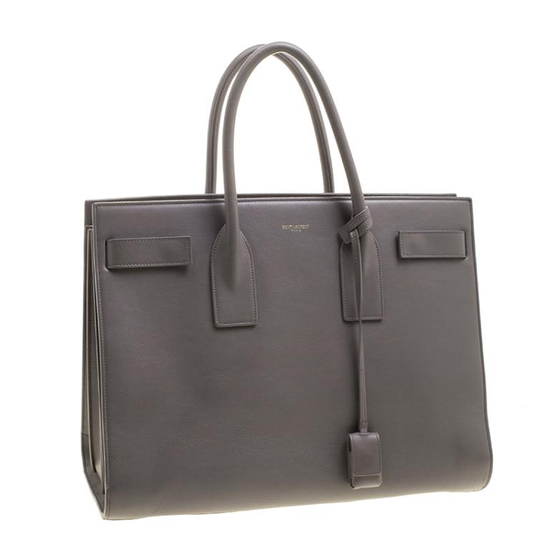 Pre Owned Saint Laurent Paris Grey Leather Large Sac De Jour Tote