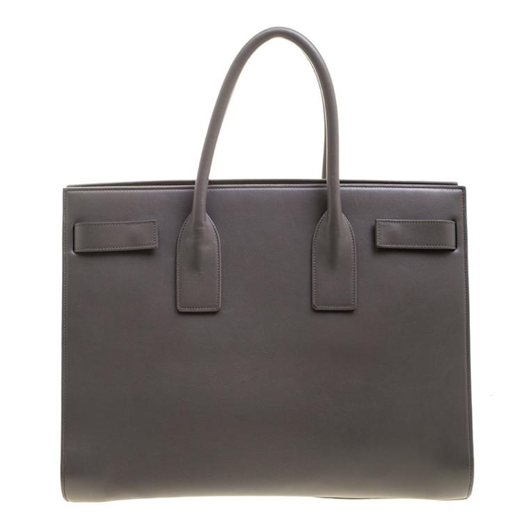 Pre Owned Saint Laurent Paris Grey Leather Large Sac De Jour Tote