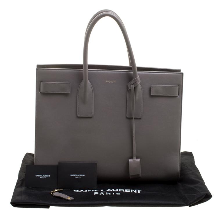 Pre Owned Saint Laurent Paris Grey Leather Large Sac De Jour Tote