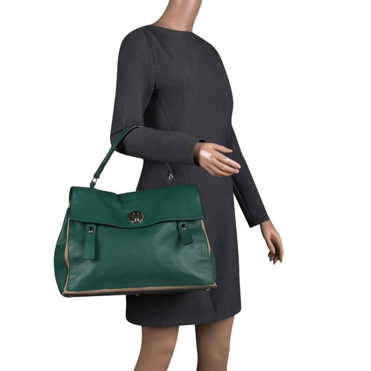 مملوكة مسبقًا Saint Laurent Green Leather Muse Two Satchel