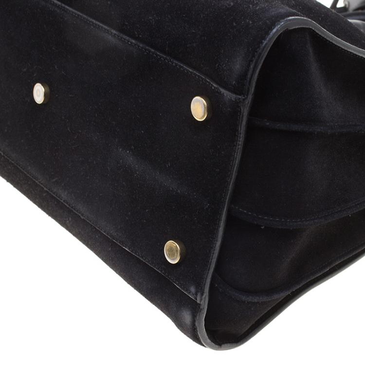 Pre Owned Saint Laurent Black Suede Small Classic Sac De Jour Tote