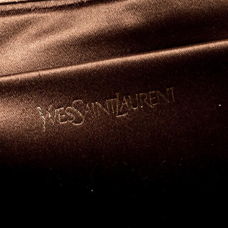 Pre Owned Saint Laurent Peach Patent Leather Belle De Jour Flap Clutch