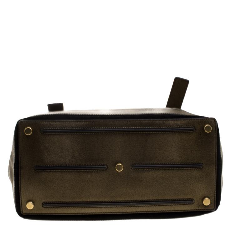 Pre Owned Saint Laurent Paris Bronze Leather Travel Muse Two Tote