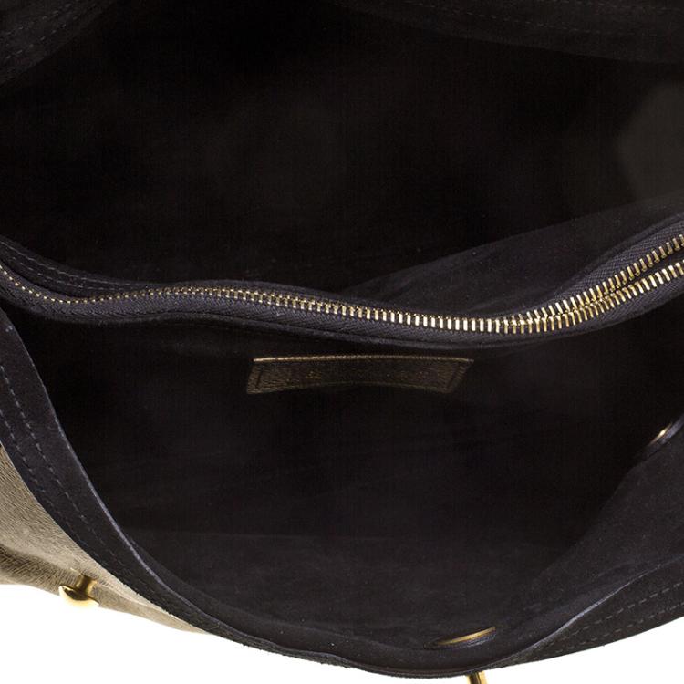Pre Owned Saint Laurent Paris Bronze Leather Travel Muse Two Tote