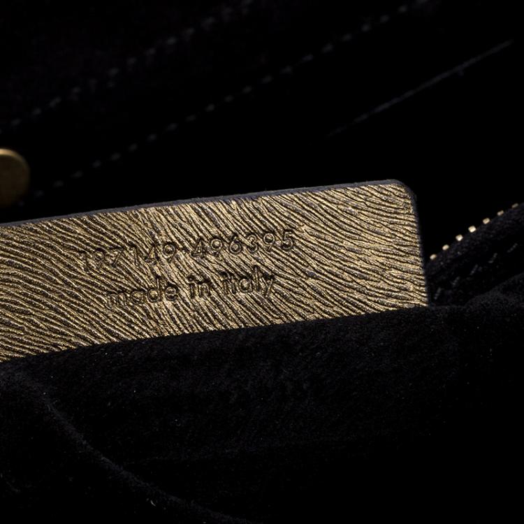 Pre Owned Saint Laurent Paris Bronze Leather Travel Muse Two Tote