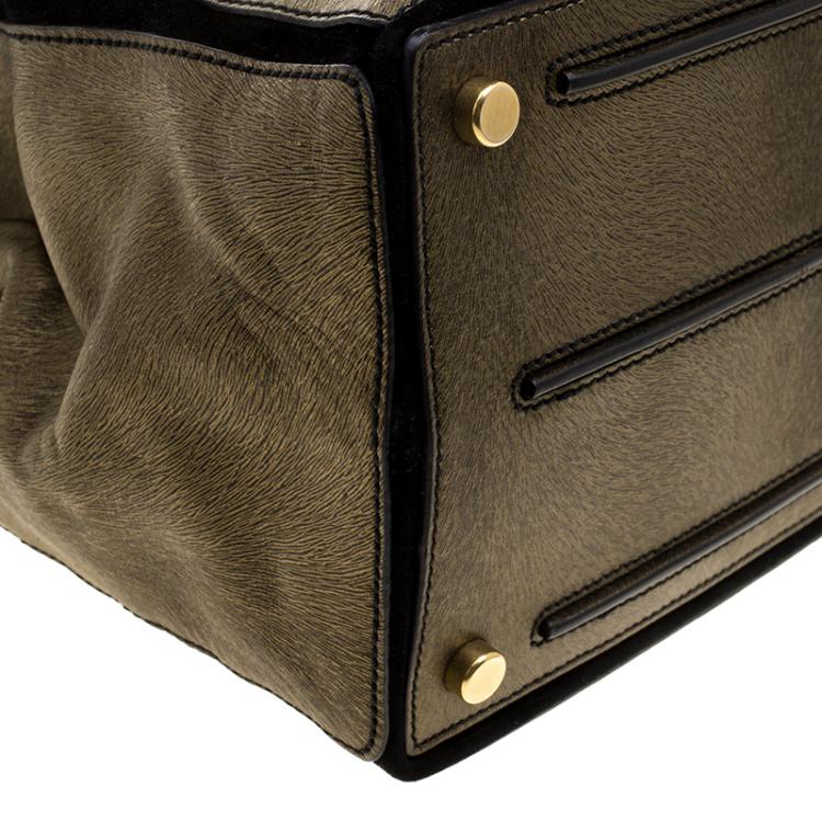 Pre Owned Saint Laurent Paris Bronze Leather Travel Muse Two Tote
