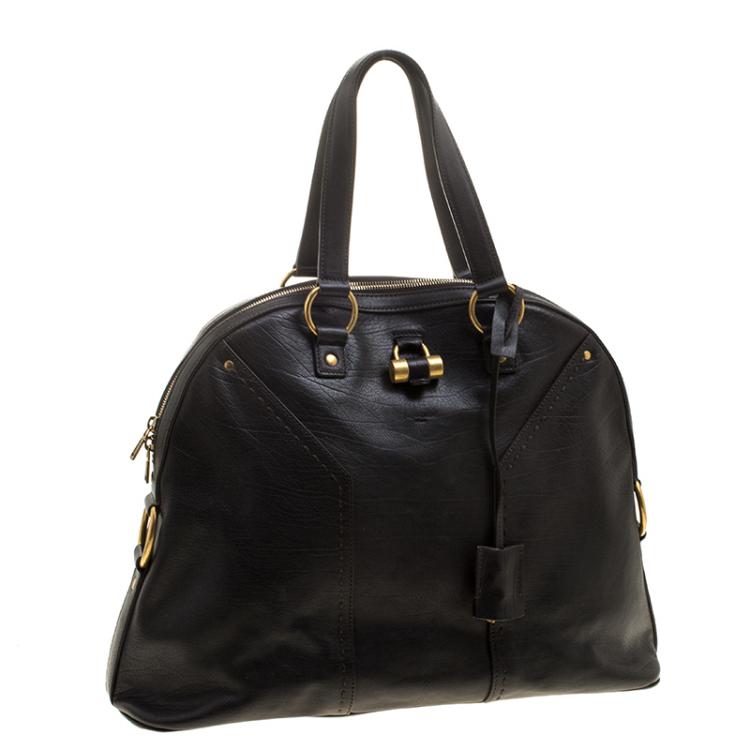 Pre Owned Saint Laurent Paris Dark Brown Leather Oversized Muse Tote