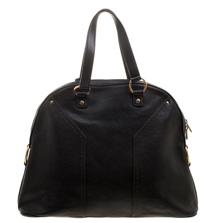 Pre Owned Saint Laurent Paris Dark Brown Leather Oversized Muse Tote