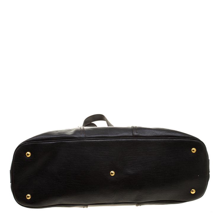 Pre Owned Saint Laurent Paris Dark Brown Leather Oversized Muse Tote