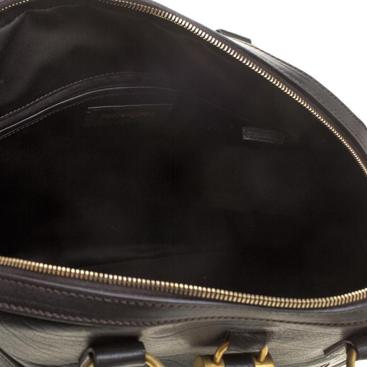 Pre Owned Saint Laurent Paris Dark Brown Leather Oversized Muse Tote
