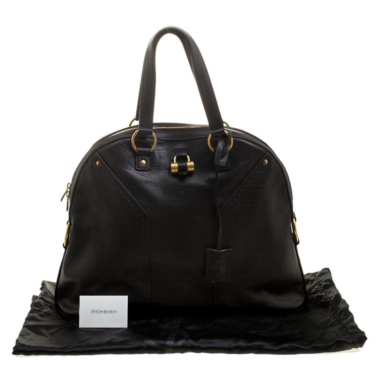 Pre Owned Saint Laurent Paris Dark Brown Leather Oversized Muse Tote