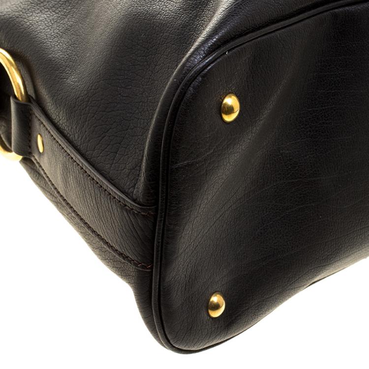 Pre Owned Saint Laurent Paris Dark Brown Leather Oversized Muse Tote